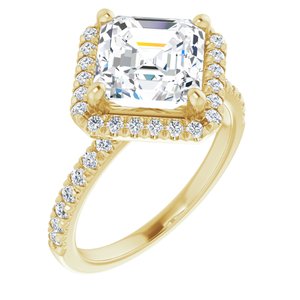 14K Yellow 8x8 mm Asscher Engagement Ring Mounting