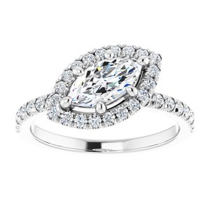 Platinum 9x4.5 mm Marquise Engagement Ring Mounting