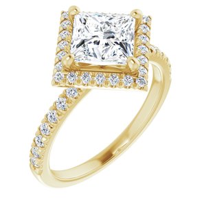 14K Yellow 6.5x6.5 mm Square Engagement Ring Mounting