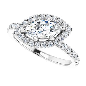 Platinum 9x4.5 mm Marquise Engagement Ring Mounting