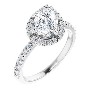 Platinum 9x6 mm Pear Engagement Ring Mounting