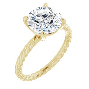 14K Yellow 9 mm Round Solitaire Engagement Ring Mounting