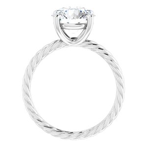 14K White 9 mm Round Solitaire Engagement Ring Mounting