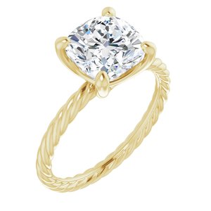 14K Yellow 8 mm Cushion Solitaire Engagement Ring Mounting