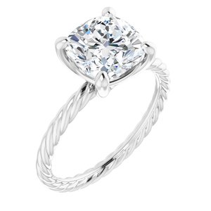 Platinum 8 mm Cushion Solitaire Engagement Ring Mounting