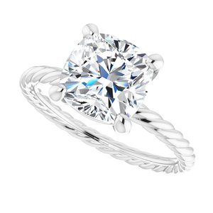 Platinum 8 mm Cushion Solitaire Engagement Ring Mounting