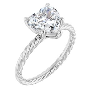 Platinum 8x8 mm Heart Solitaire Engagement Ring Mounting