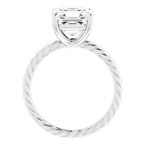 Platinum 8 mm Asscher Solitaire Engagement Ring Mounting