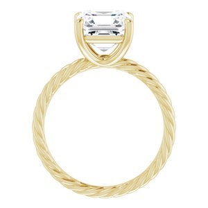 14K Yellow 8 mm Asscher Solitaire Engagement Ring Mounting