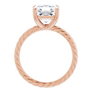 14K Rose 8 mm Asscher Solitaire Engagement Ring Mounting