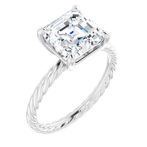 Platinum 8 mm Asscher Solitaire Engagement Ring Mounting