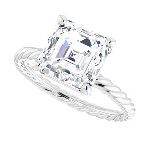 Platinum 8 mm Asscher Solitaire Engagement Ring Mounting