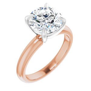 14K Rose/White 9 mm Round Solitaire Engagement Ring Mounting