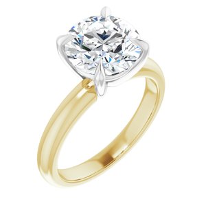 14K Yellow/White 9 mm Round Solitaire Engagement Ring Mounting