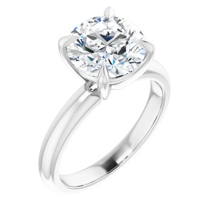 14K White 9 mm Round Solitaire Engagement Ring Mounting