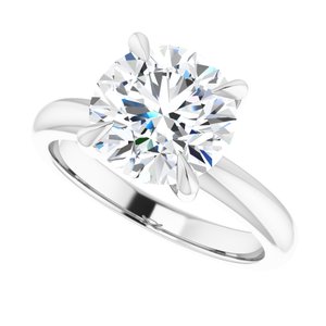 14K White 9 mm Round Solitaire Engagement Ring Mounting