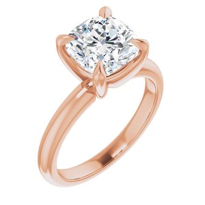 14K Rose 8x8 mm Cushion Solitaire Engagement Ring Mounting