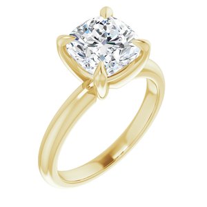 14K Yellow 8x8 mm Cushion Solitaire Engagement Ring Mounting