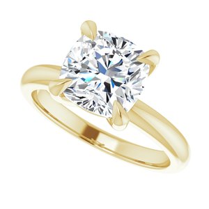 14K Yellow 8x8 mm Cushion Solitaire Engagement Ring Mounting