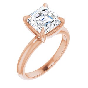 14K Rose 8x8 mm Asscher Engagement Ring Mounting