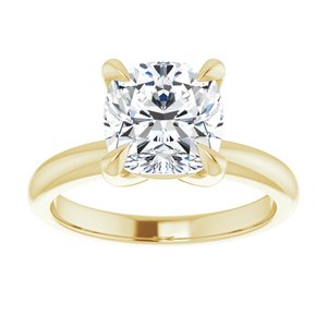 14K Yellow 8x8 mm Cushion Solitaire Engagement Ring Mounting