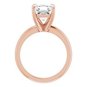 14K Rose 8x8 mm Asscher Engagement Ring Mounting