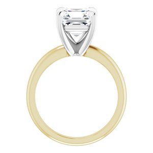 14K Yellow/White 8x8 mm Asscher Solitaire Engagement Ring Mounting