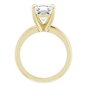 14K Yellow 8x8 mm Asscher Solitaire Engagement Ring Mounting