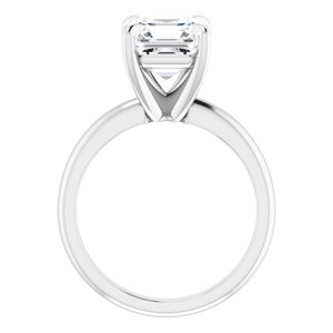 Platinum 8x8 mm Asscher Solitaire Engagement Ring Mounting