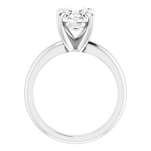 14K White 10x8 mm Oval Solitaire Engagement Ring Mounting