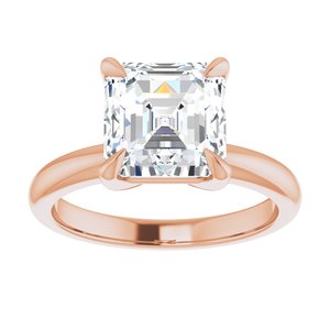 14K Rose 8x8 mm Asscher Engagement Ring Mounting