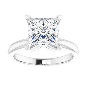 Platinum 7.5x7.5 mm Square Solitaire Engagement Ring Mounting