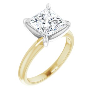 14K Yellow/White 7.5x7.5 mm Square Solitaire Engagement Ring Mounting