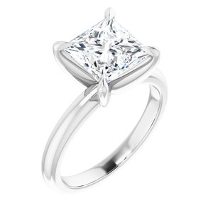 Platinum 7.5x7.5 mm Square Solitaire Engagement Ring Mounting