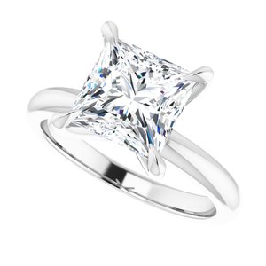 Platinum 7.5x7.5 mm Square Solitaire Engagement Ring Mounting