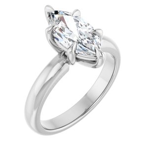 Platinum 12x6 mm Marquise Solitaire Engagement Ring Mounting