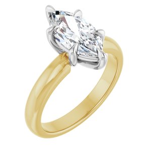 14K Yellow/White 12x6 mm Marquise Solitaire Engagement Ring Mounting