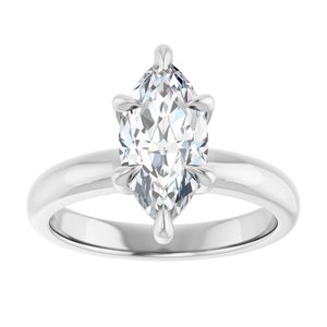 Platinum 12x6 mm Marquise Solitaire Engagement Ring Mounting