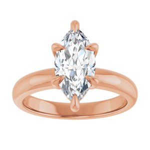 14K Rose 12x6 mm Marquise Solitaire Engagement Ring Mounting