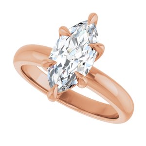 14K Rose 12x6 mm Marquise Solitaire Engagement Ring Mounting