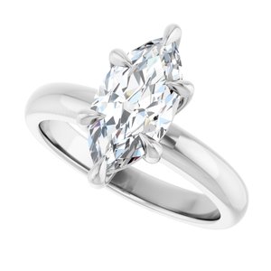 Platinum 12x6 mm Marquise Solitaire Engagement Ring Mounting