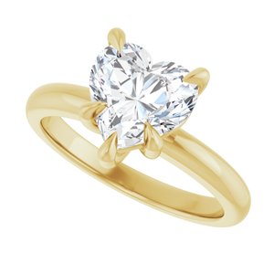 14K Yellow 8x8 mm Heart Solitaire Engagement Ring Mounting