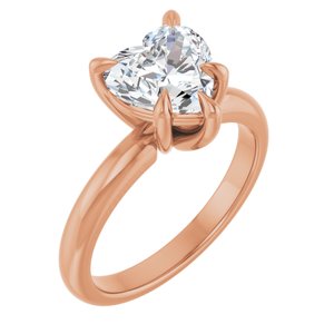 14K Rose 8x8 mm Heart Solitaire Engagement Ring Mounting