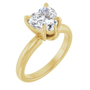 14K Yellow 8x8 mm Heart Solitaire Engagement Ring Mounting