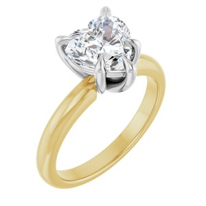 14K Yellow/White 8x8 mm Heart Solitaire Engagement Ring Mounting