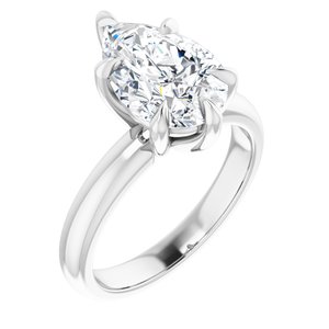 Platinum 12x8 mm Pear Solitaire Engagement Ring Mounting