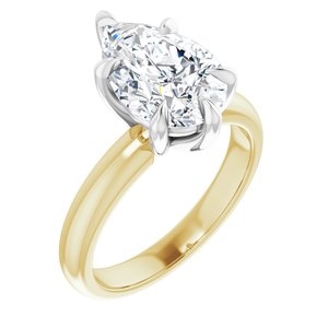 14K Yellow/White 12x8 mm Pear Solitaire Engagement Ring Mounting