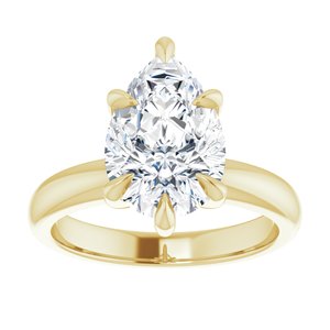 14K Yellow 12x8 mm Pear Solitaire Engagement Ring Mounting