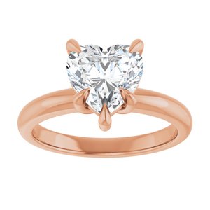 14K Rose 8x8 mm Heart Solitaire Engagement Ring Mounting