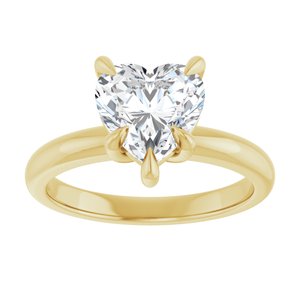 14K Yellow 8x8 mm Heart Solitaire Engagement Ring Mounting